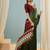 Green easy wear ready pleated saree with blouse piece