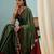 Green easy wear ready pleated saree with blouse piece