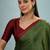 Green easy wear ready pleated saree with blouse piece