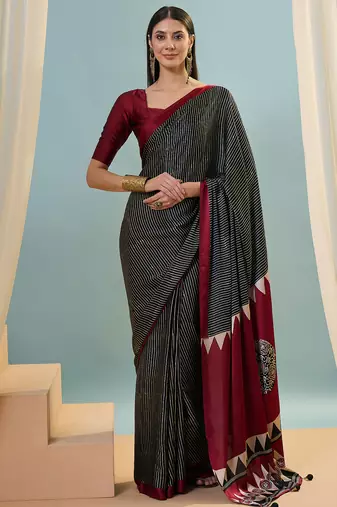 Black casual ready to wear saree for daily wear