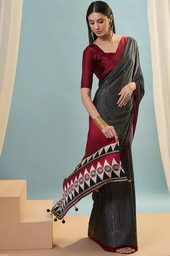 Black casual ready to wear saree for daily wear