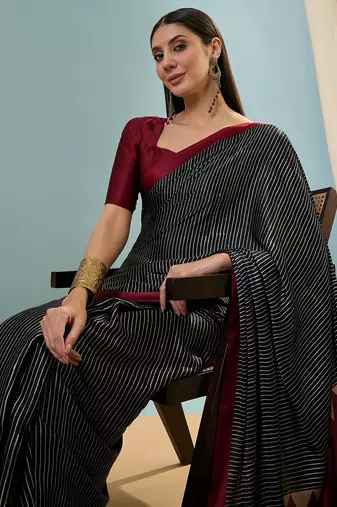 Black casual ready to wear saree for daily wear