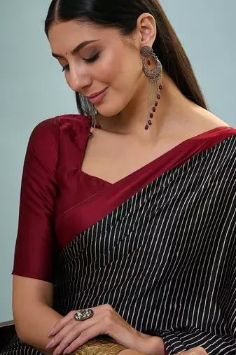 Black casual ready to wear saree for daily wear