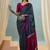 Blue wedding guest ready made saree with blouse