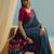 Blue wedding guest ready made saree with blouse