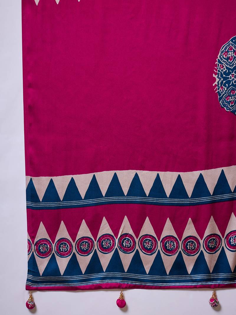 Blue wedding guest ready made saree with blouse