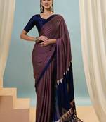 Wine modern ready to drape saree with unstitched blouse