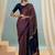 Wine modern ready to drape saree with unstitched blouse