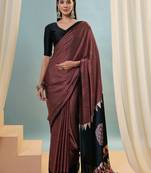 Maroon women's festival wear ready pleated saree