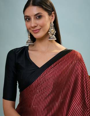 Maroon women's festival wear ready pleated saree 5