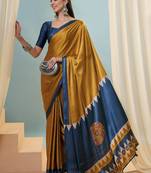 Yellow premium ethnic ready wear saree collection
