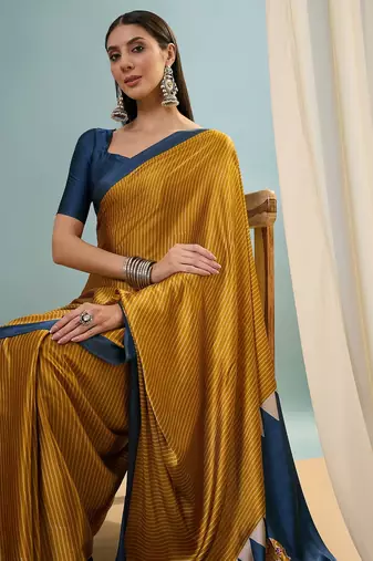 Yellow premium ethnic ready wear saree collection