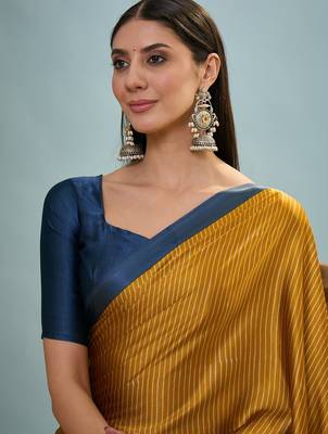 Yellow  ethnic ready wear saree collection 3