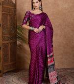 Wine ready to wear saree for weddings and festivals