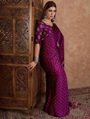 Wine ready to wear saree for weddings and festivals 3