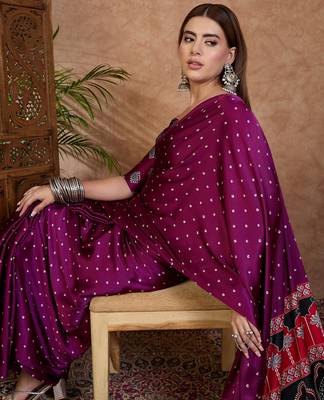 Wine ready to wear saree for weddings and festivals 4