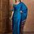 Blue ready made saree with unstitched designer blouse