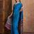 Blue ready made saree with unstitched designer blouse