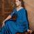 Blue ready made saree with unstitched designer blouse