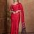 Red instant drape saree with matching blouse fabric