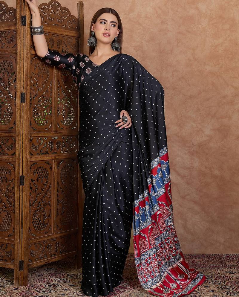 Black new arrival ready made saree for women