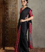 Red traditional ready wear saree with blouse material