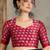 Red traditional ready wear saree with blouse material