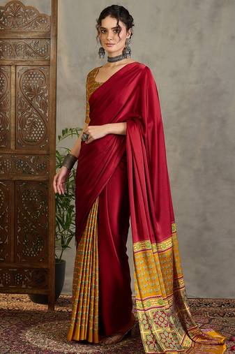 Yellow party wear ready pleated saree collection