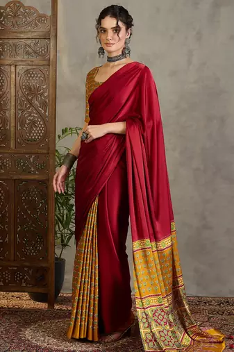 Yellow party wear ready pleated saree collection
