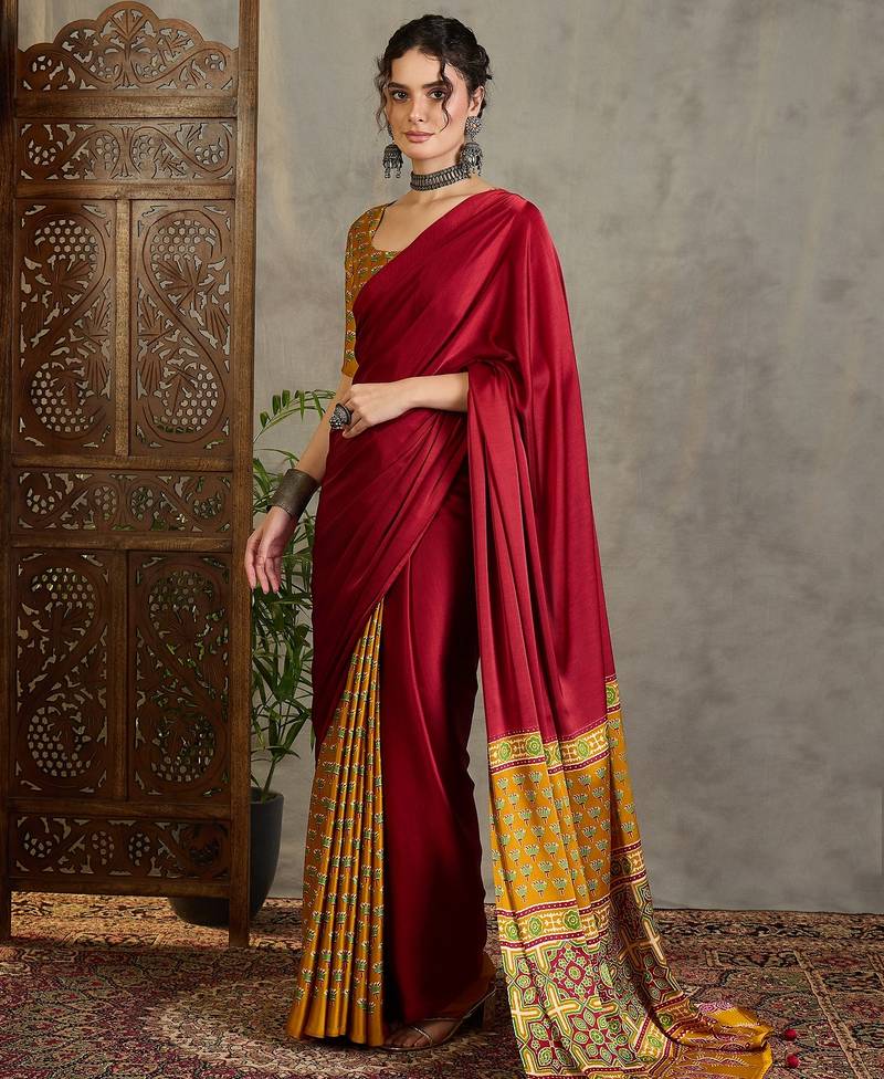 Yellow party wear ready pleated saree collection