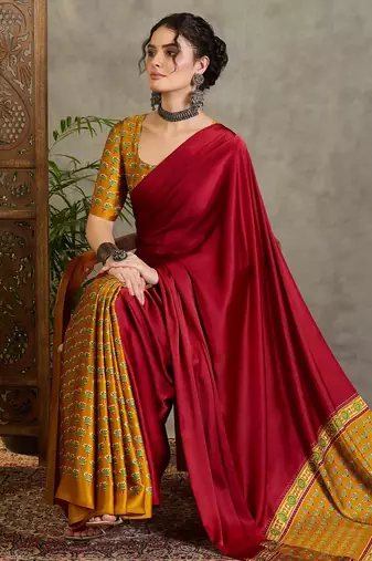 Yellow party wear ready pleated saree collection