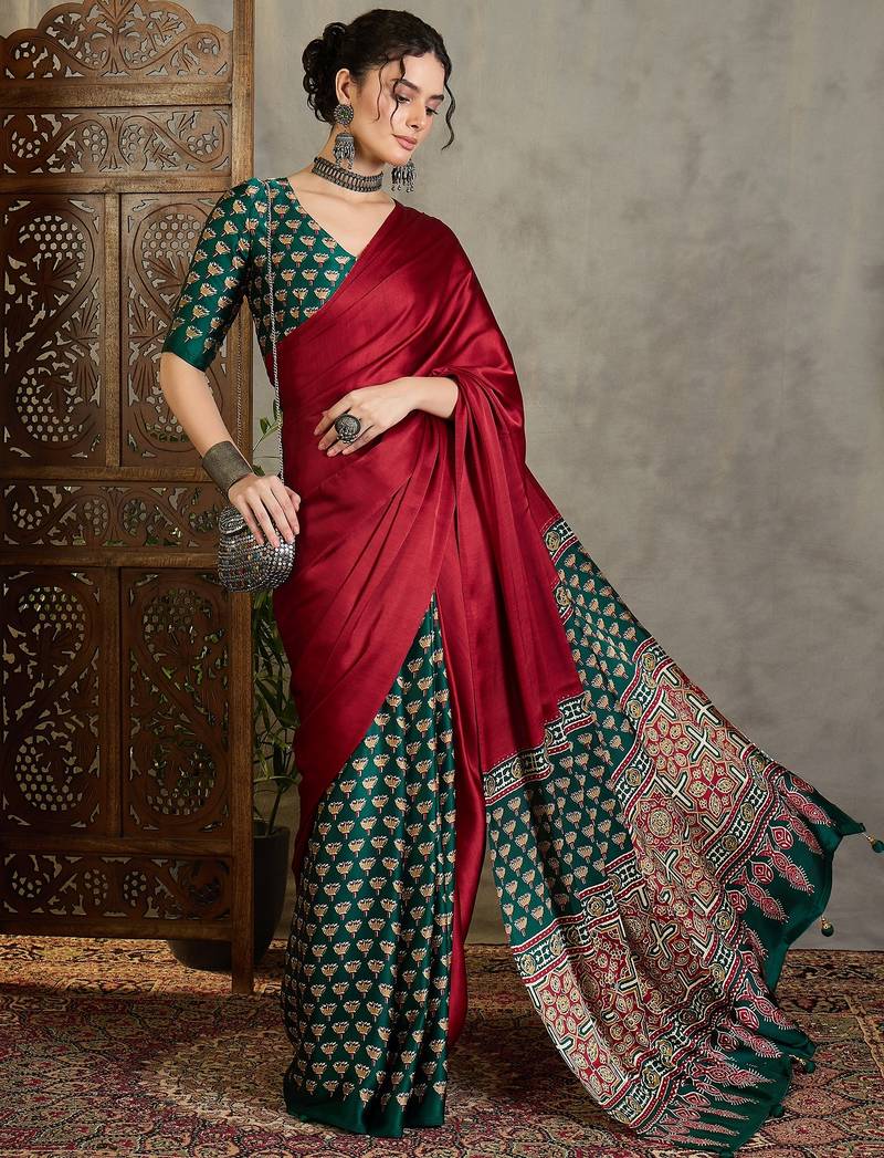 Green designer ready to drape saree for special occasions
