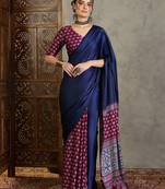 Wine ready to wear saree with fancy unstitched blouse
