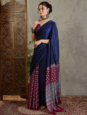 Wine ready to wear saree with fancy unstitched blouse 2
