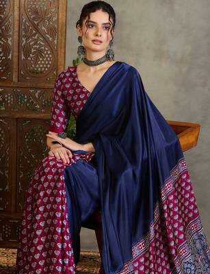 Wine ready to wear saree with fancy unstitched blouse 4