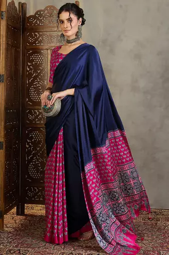 Pink georgette party wear ready to wear saree