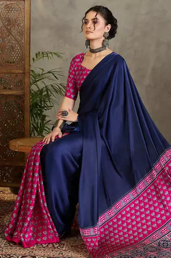 Pink georgette party wear ready to wear saree