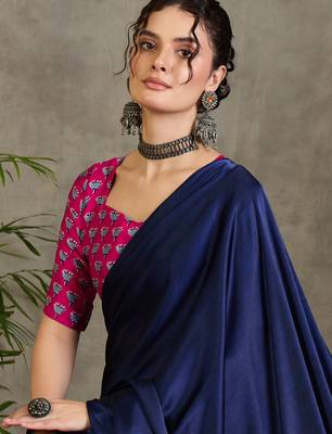Pink georgette party wear ready to wear saree 3