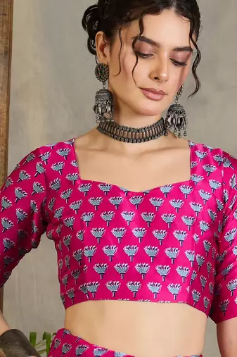 Pink georgette party wear ready to wear saree