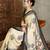 Cream festive collection ready pleated saree with blouse