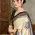 Cream festive collection ready pleated saree with blouse