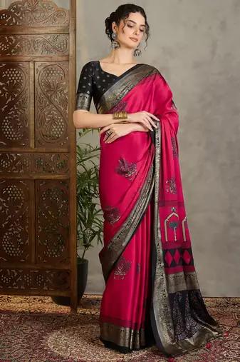 Red ethnic women's ready made saree collection