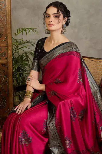 Red ethnic women's ready made saree collection