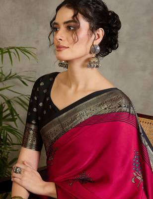 Red ethnic women's ready made saree collection 5