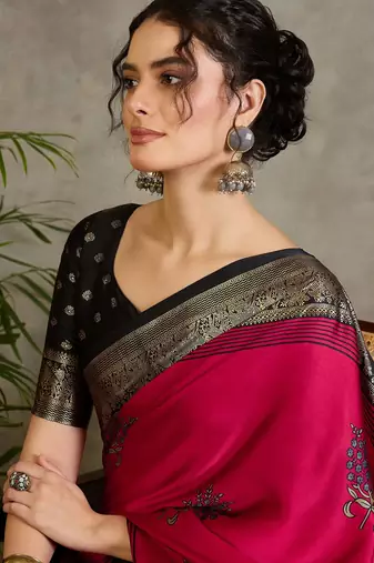Red ethnic women's ready made saree collection