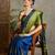 Blue elegant ready to drape saree with blouse material