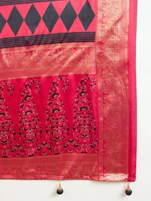 Black trendy pre stitched saree with unstitched blouse 2