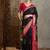 Black trendy pre stitched saree with unstitched blouse