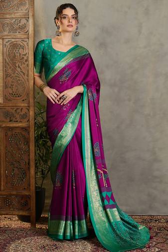 Wine designer festival ready made saree with blouse