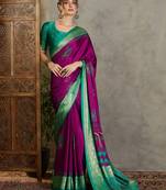 Wine designer festival ready made saree with blouse